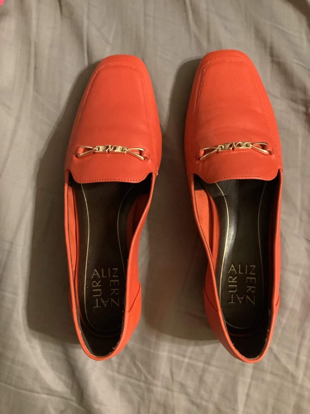 Naturalizer Cecilia Coral-Orange Leather Slip-On Loafers